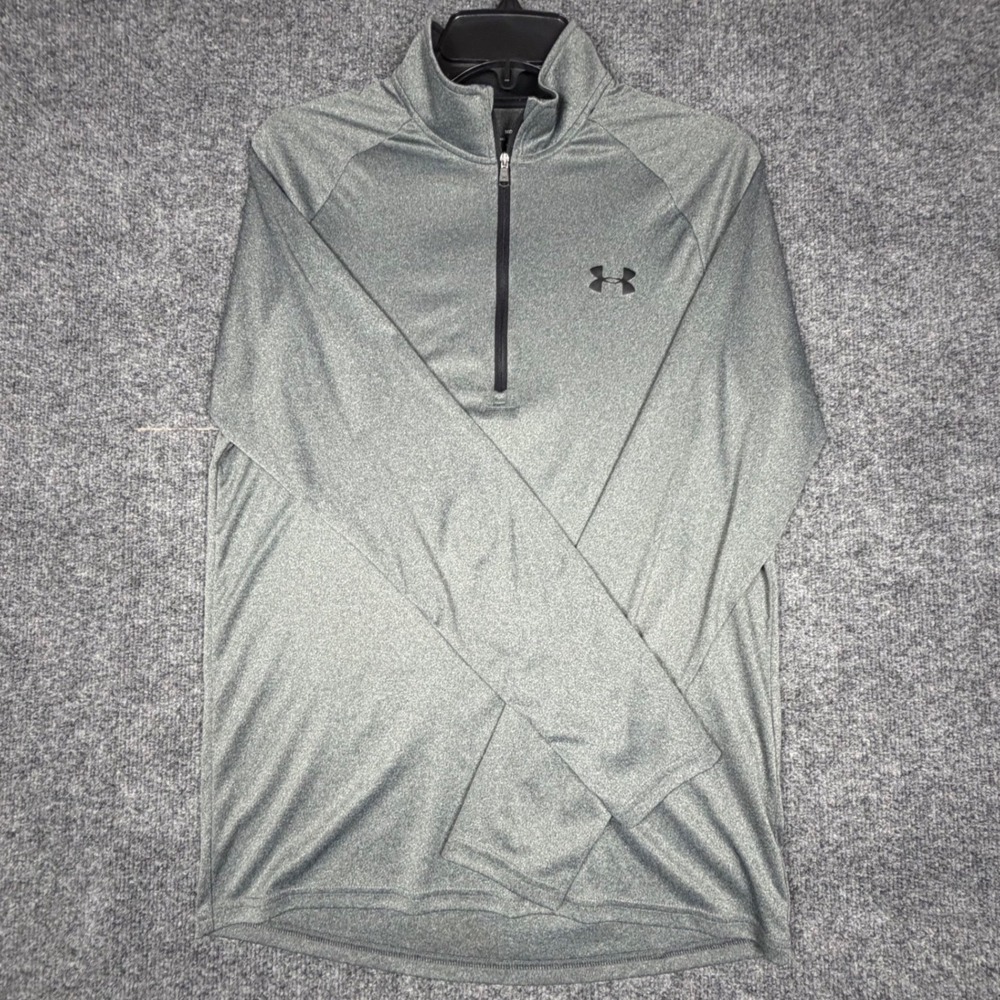 Under Armour Mens Gray HeatGear Quarter Zip Pullover Long Sleeve Shirt Size M